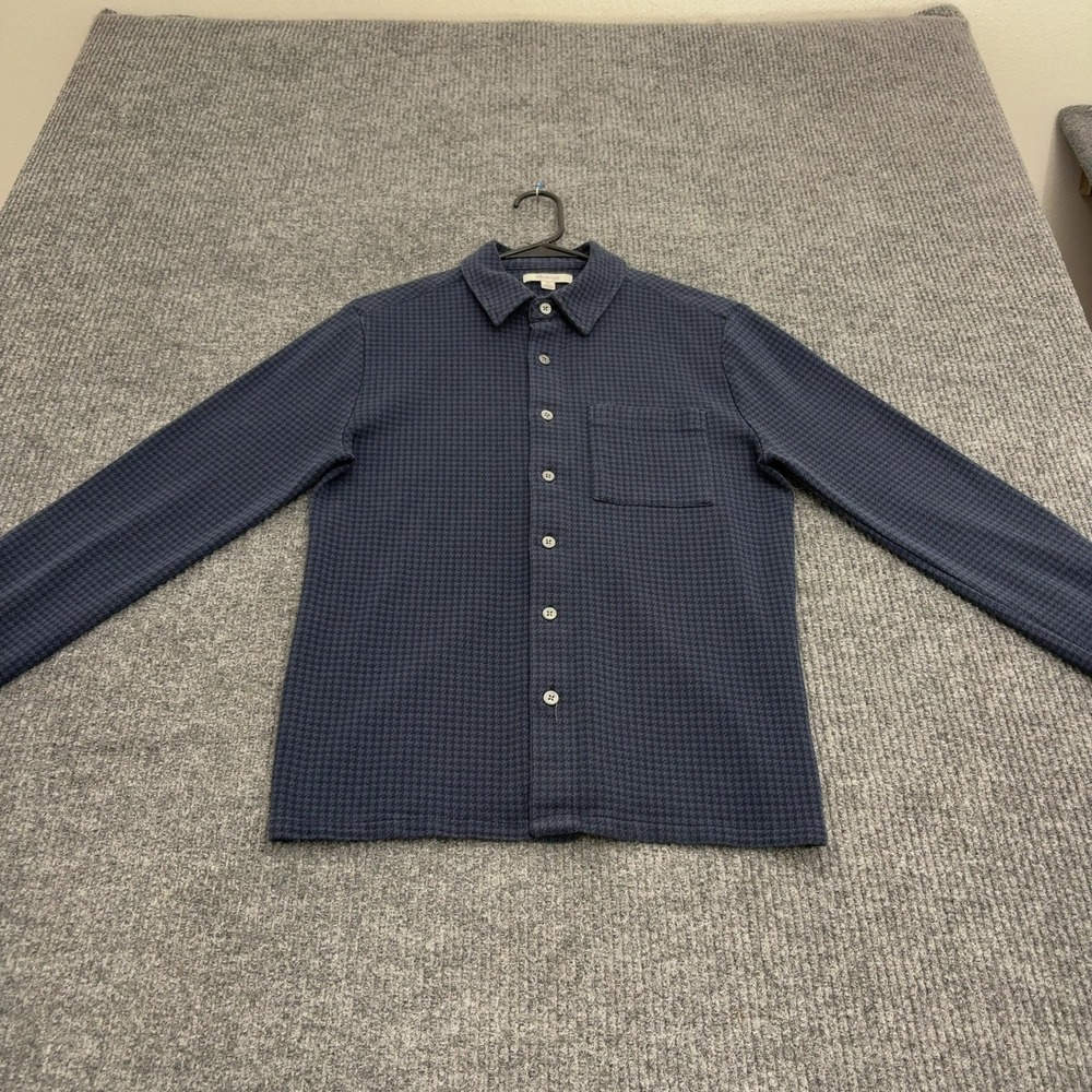Madewell Shirt Mens XS Blue Houndstooth Knit Long Sleeve Button Down Casual